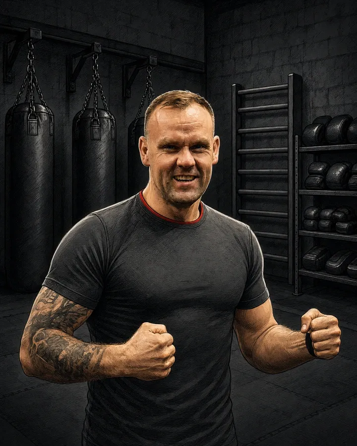 Jarosław Dudzik, trener główny Berserkers Team Rzeszów, ilustrowana karta z serii Poznajcie naszych trenerów